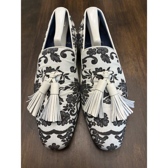 Sebastian Cruz Couture White Black Formal Loafers Tassle 40 Size 7.5 $1495 main image 9